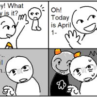 comic, four panels. 1: Person 1 waves at Person 2 and says 
