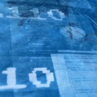 a picture of a cyanotyped piece of fabric